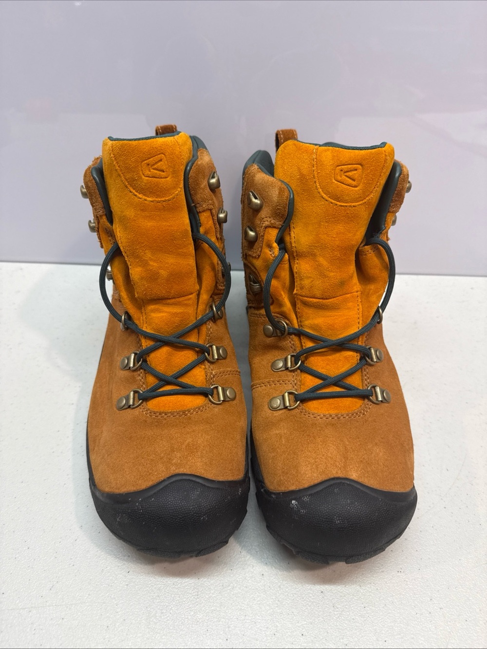 Keen Men's Orange Suede Lace-Up Trail Boots